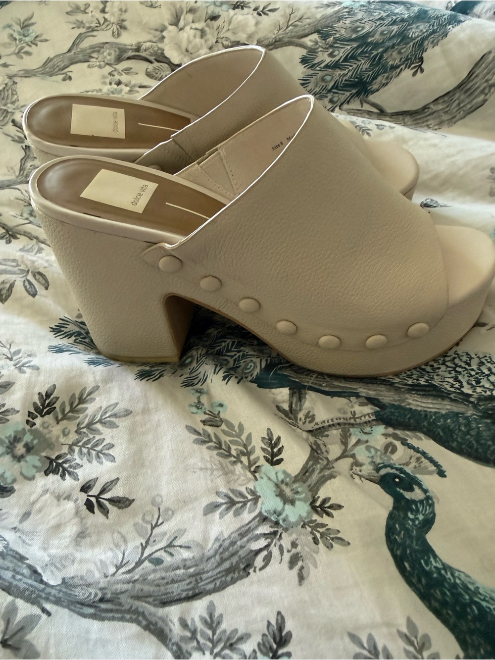 Dolce Vita Taupe Leather Platform Mule Clogs
